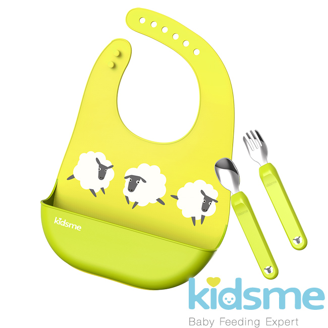 kidsme-萌寶食具套裝組-黃綠
