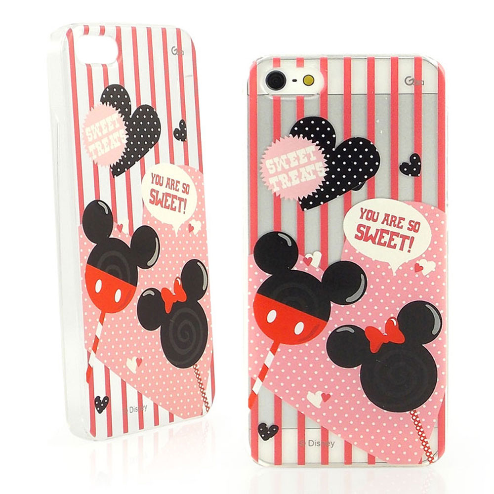 Disney iPhone 5/5S / SE 彩繪可愛透明手機殼-米奇米妮/棒棒糖