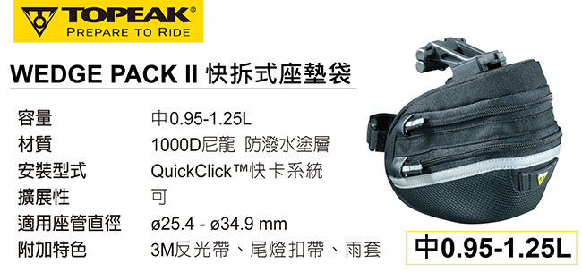 TOPEAK WEDGE PACK II 快拆式坐墊袋-中