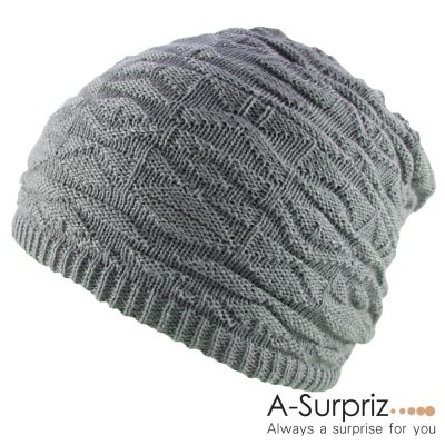 A-Surpriz 率性風格兩用雙面針織帽毛線帽(酷性灰)