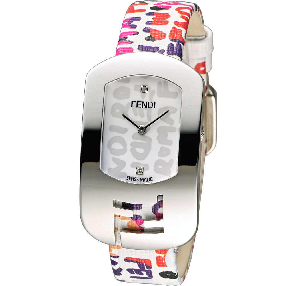 FENDI CHAMELEON 塗鴉邂逅時尚腕錶-白/29x49mm