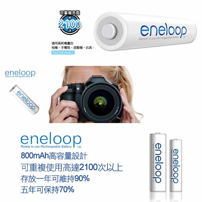 Panasonic-eneloop低自放4號鎳氫充電電池(8入)