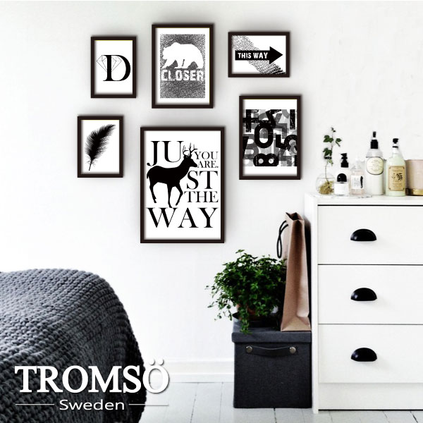 TROMSO風格黑爵特大幅海報相框牆六件組/極簡黑白