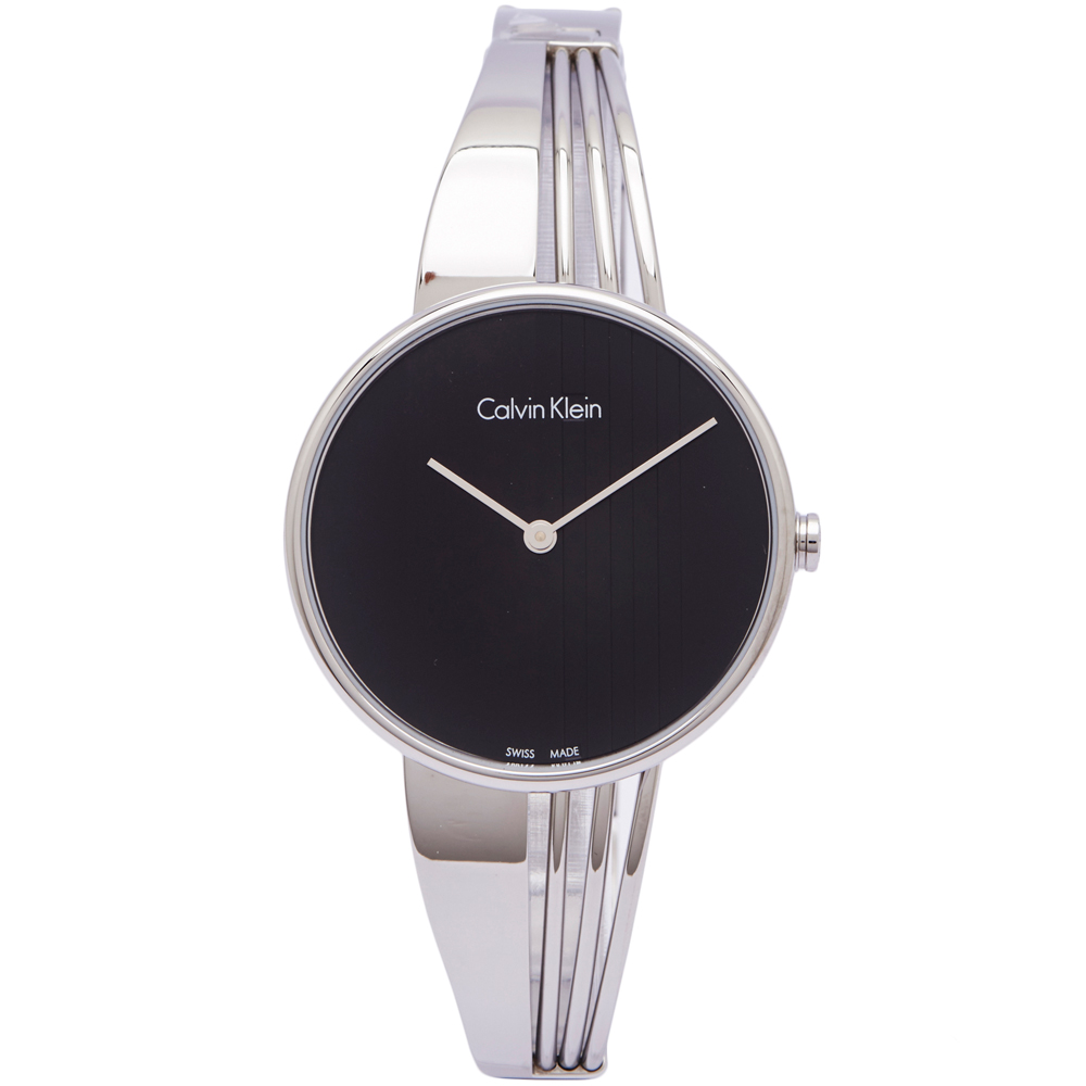 CK Calvin Klein都會時尚女性手錶(K6S2N111)-黑面X銀色/34mm
