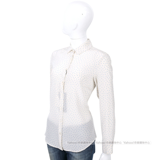 Max Mara-WEEKEND 米色雪紡點點印花開釦襯衫