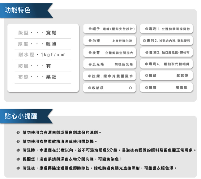 頂峰360度全方位太空背包雨衣-短版-單上衣+單褲