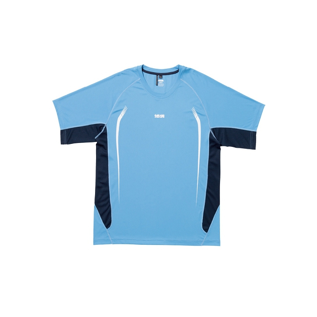 SASAKI 夜間反光抗紫外線長效性吸排功能圓領短衫-男-鮮藍/丈青
