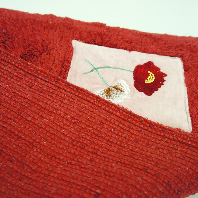 布安於室-刺繡純棉踏墊(超值2入組)-紅色