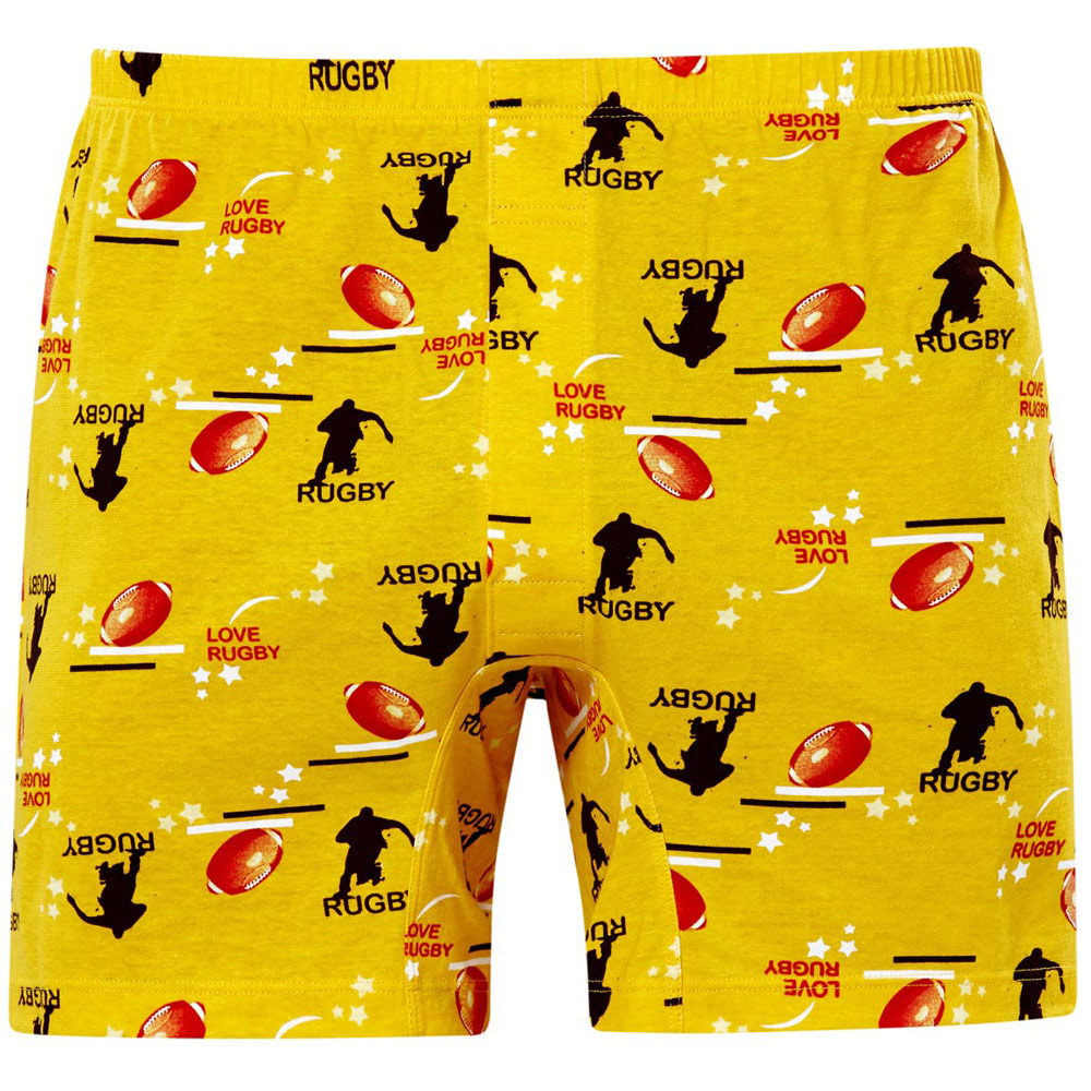 DADADO 橄欖球 M-3L 印花平口內褲(黃)-舒適男褲
