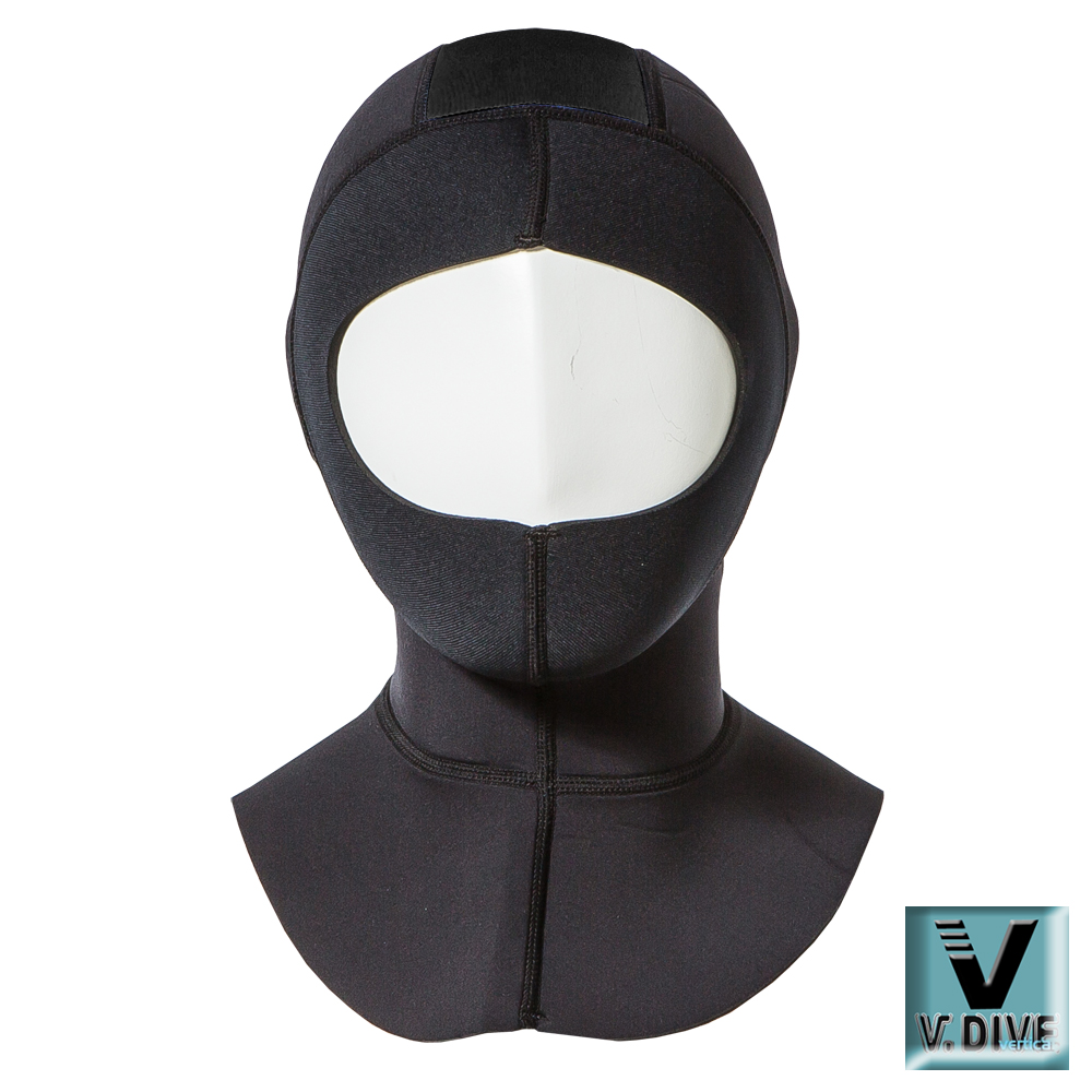 V.DIVE 威帶夫logo款高彈力3D潛水帽 全黑
