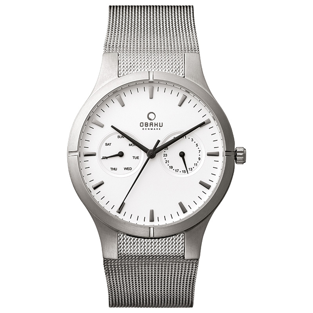 OBAKU 經典極簡雙眼中性腕錶-銀38mm