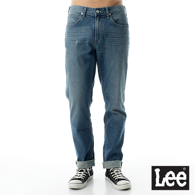 Lee 牛仔褲 735中腰舒適小直筒牛仔褲/DC 男 中深藍色