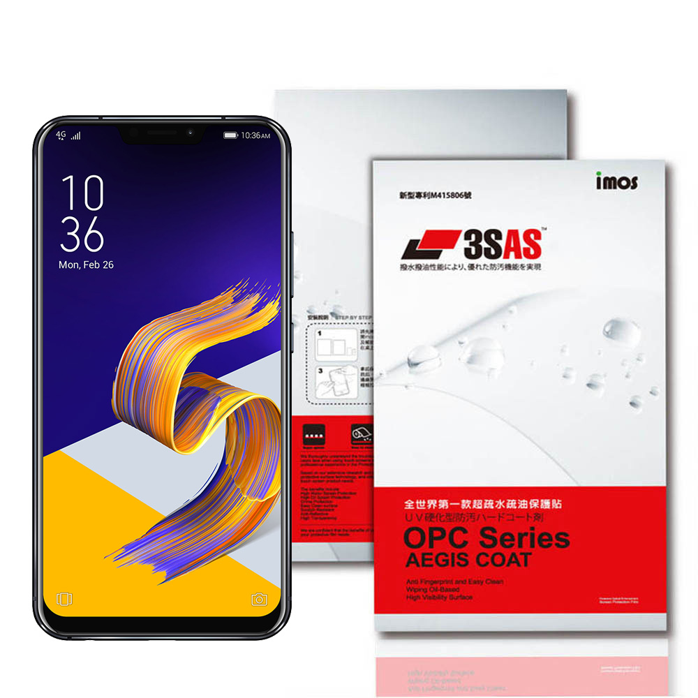 iMos ASUS Zenfone 5/5Z 3SAS 疏油疏水 螢幕保護貼