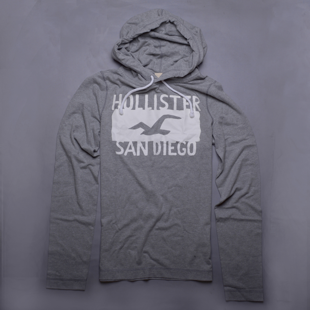 HOLLISTER Co. HCO .海鷗英文大LOGO印花帽T-淺灰