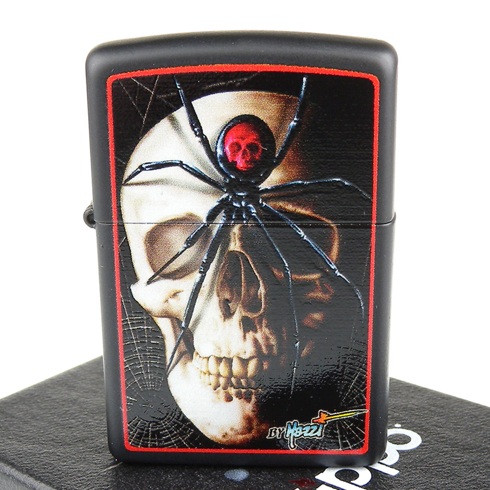 【ZIPPO】美系~Mazzi-Skull & Spider-骷髏蜘蛛圖案設計打火機