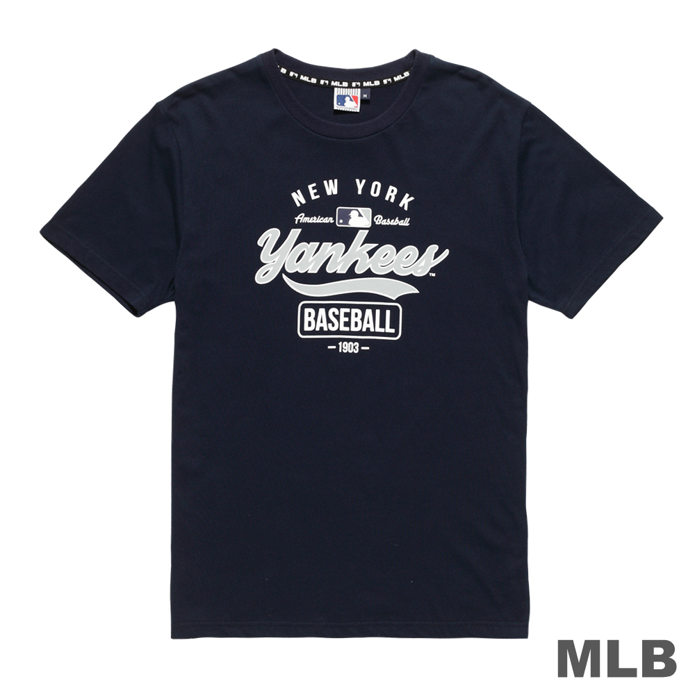MLB-紐約洋基隊圓領印花短袖T恤-深藍 (男)
