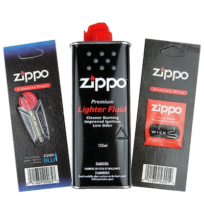 【ZIPPO】3樣合購優惠組合(小罐補充油 打火石 棉芯)