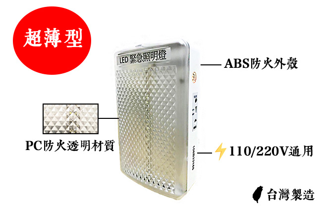 【防災專家】LED壁掛式緊急照明燈 超薄型 高亮度 台灣製造