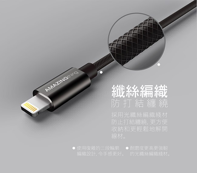 AmazingThing Apple Lightning 原廠認証充電線(18cm)