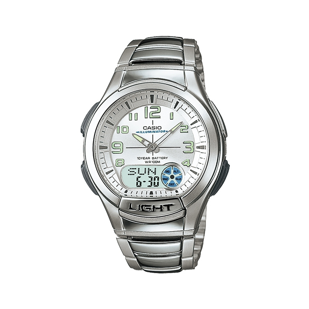 CASIO 超世代強光雙顯時區運動錶(AQ-180WD-7B)-白/41mm