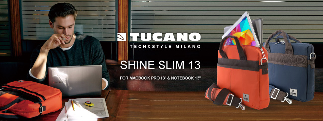 TUCANO Shine slim 13.3吋薄型輕便手提肩背二用電腦包-橘