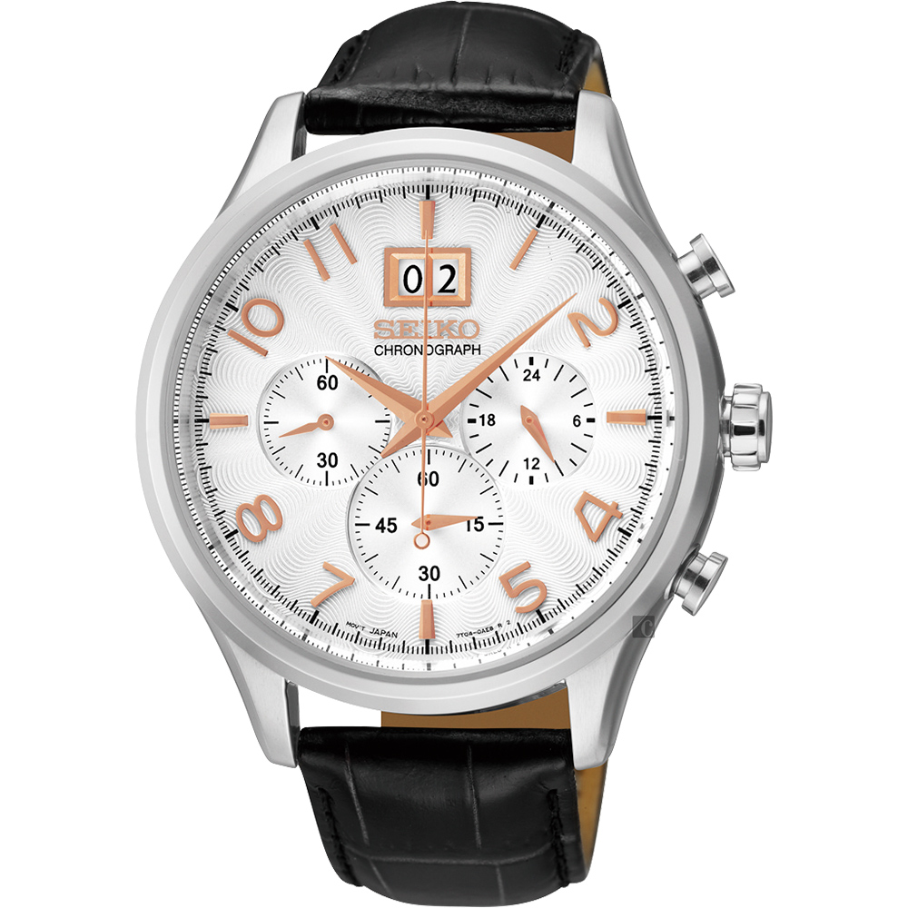 SEIKO精工 CS 爵士大日期視窗計時腕錶(SPC087P1)-銀/42mm