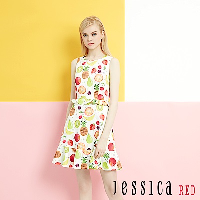 JESSICA RED - 假兩件式繽紛水果洋裝