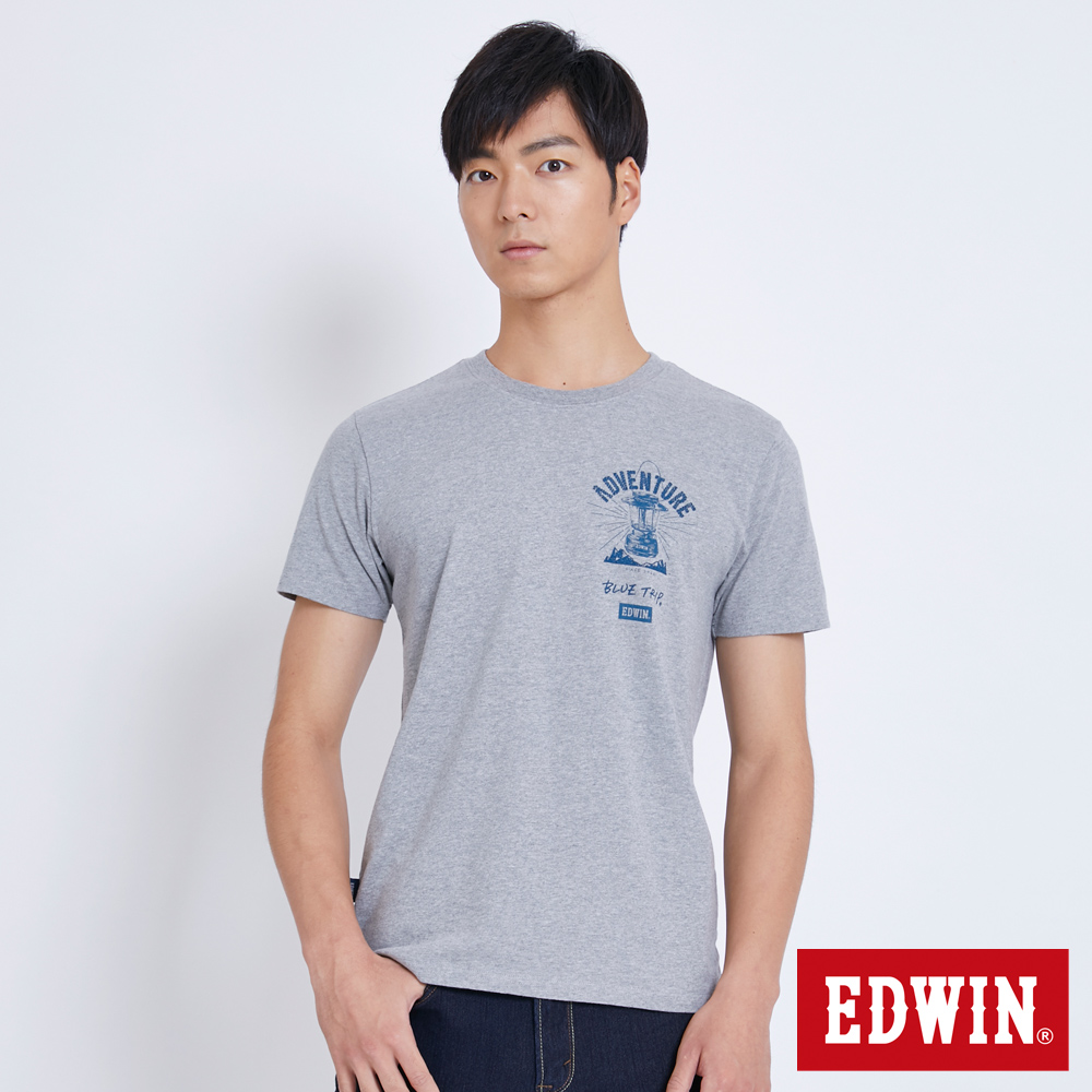 EDWIN 探險油燈短袖T恤-男-麻灰