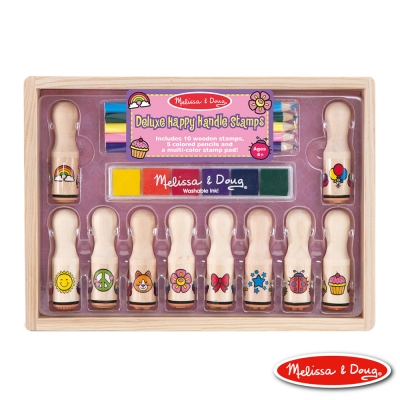 美國瑪莉莎 Melissa & Doug 美勞創意 木製長柄印章組 - 繽紛花漾