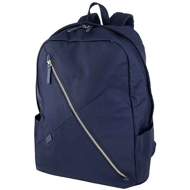 agnes b. voyage 藍色尼龍布斜面拉鍊後背包(大)