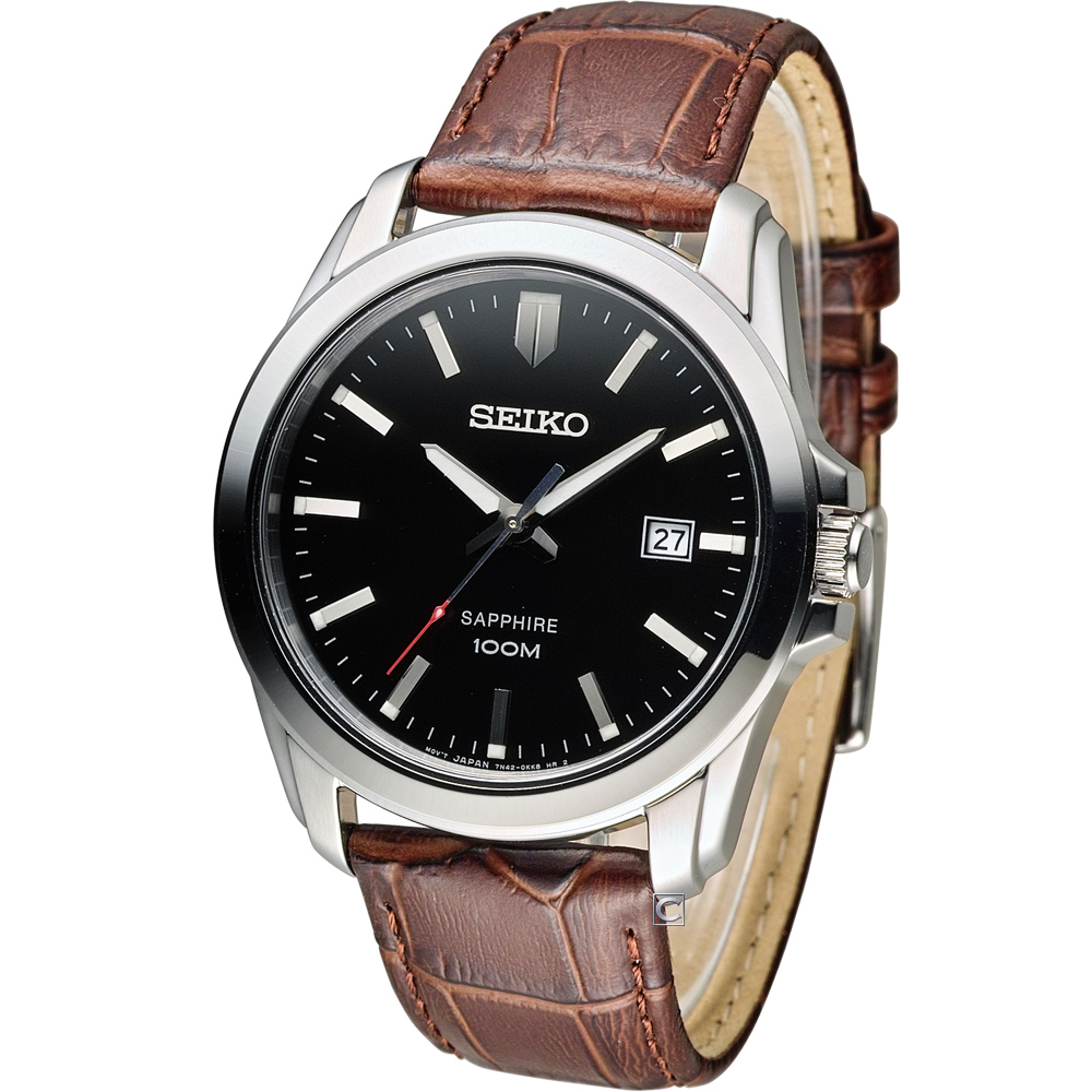 SEIKO 百米防水紳士腕錶(SGEH49P2)-黑x咖啡色錶帶/41mm | 其他男錶| Yahoo奇摩購物中心