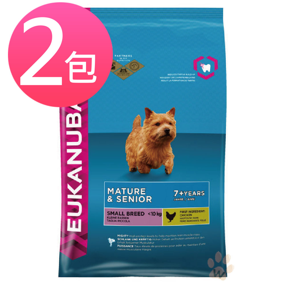 優卡Eukanuba 高齡犬小型犬 活力健康犬糧 1kg (兩包組)