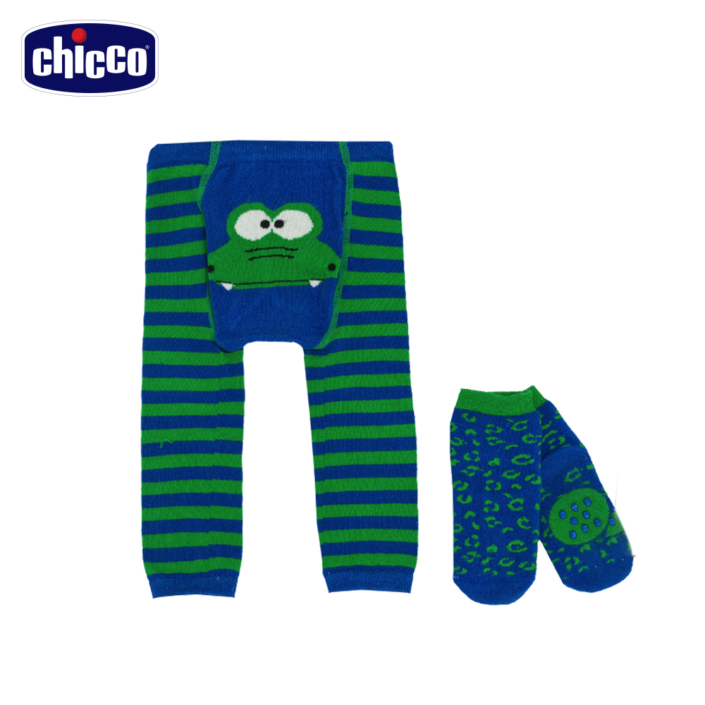 chicco  動物樂園保暖褲+襪-綠鱷魚(6個月-24個月)