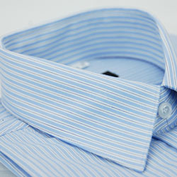 金安德森 藍底黑點條紋窄版長袖襯衫