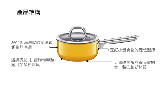 WMF NATURamic 單手鍋 16cm 1.3L (黃色)