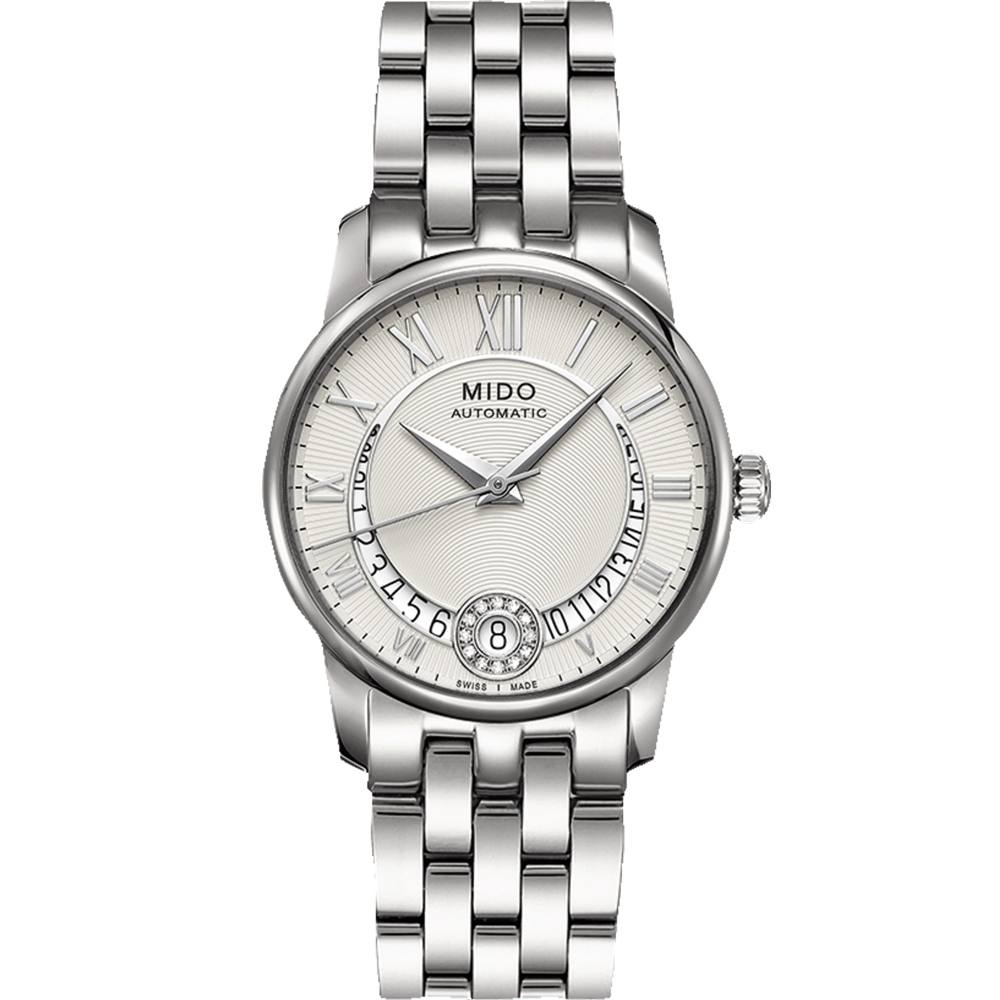 MIDO 美度 Baroncelli 永恆系列真鑽月彎女錶-銀/33mm