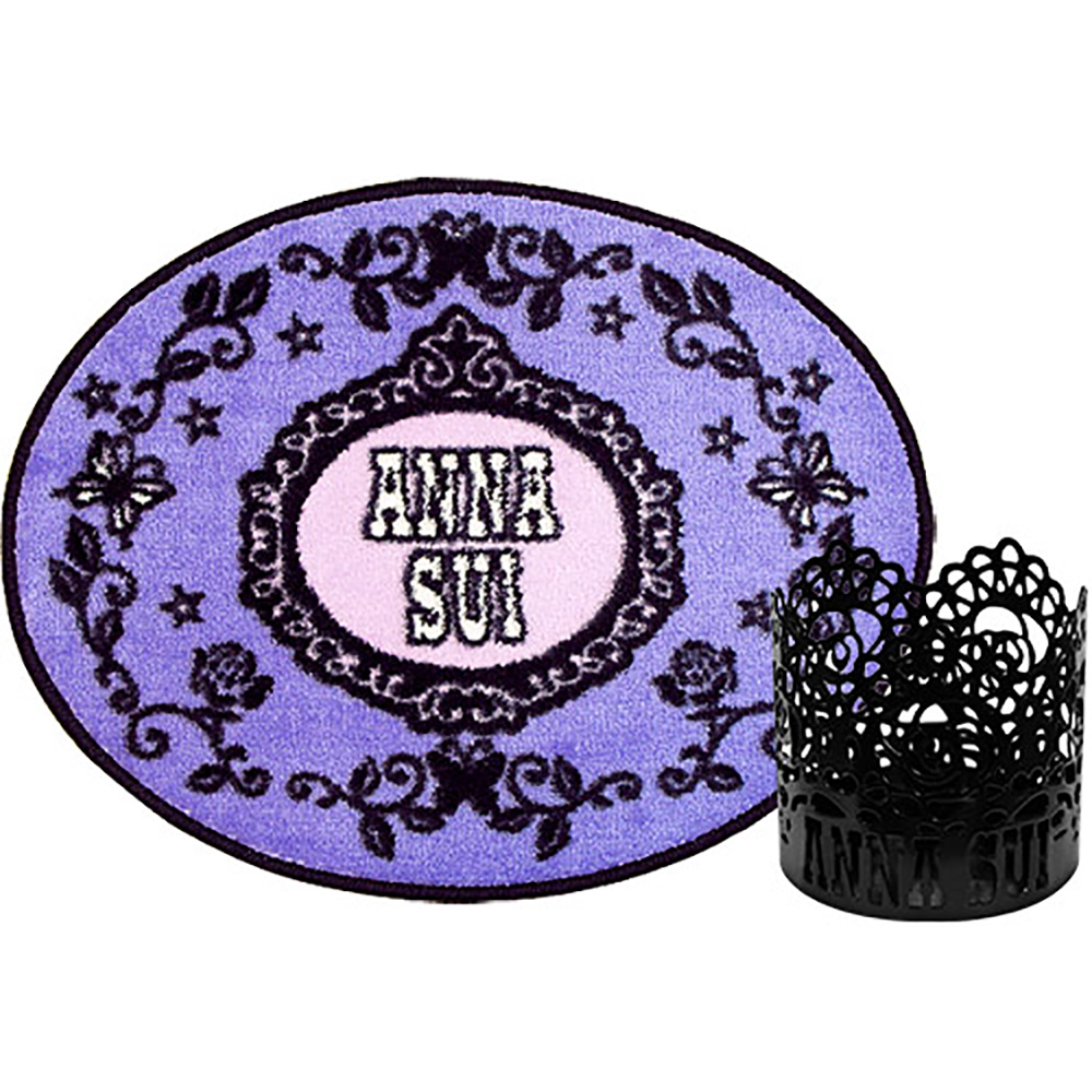 ANNA SUI安娜蘇 薔薇紫蝶地毯+魔幻薔薇燭檯-不含燭心