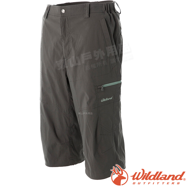 Wildland 荒野 0A51372-43深橄欖 男 彈性抗UV七分褲