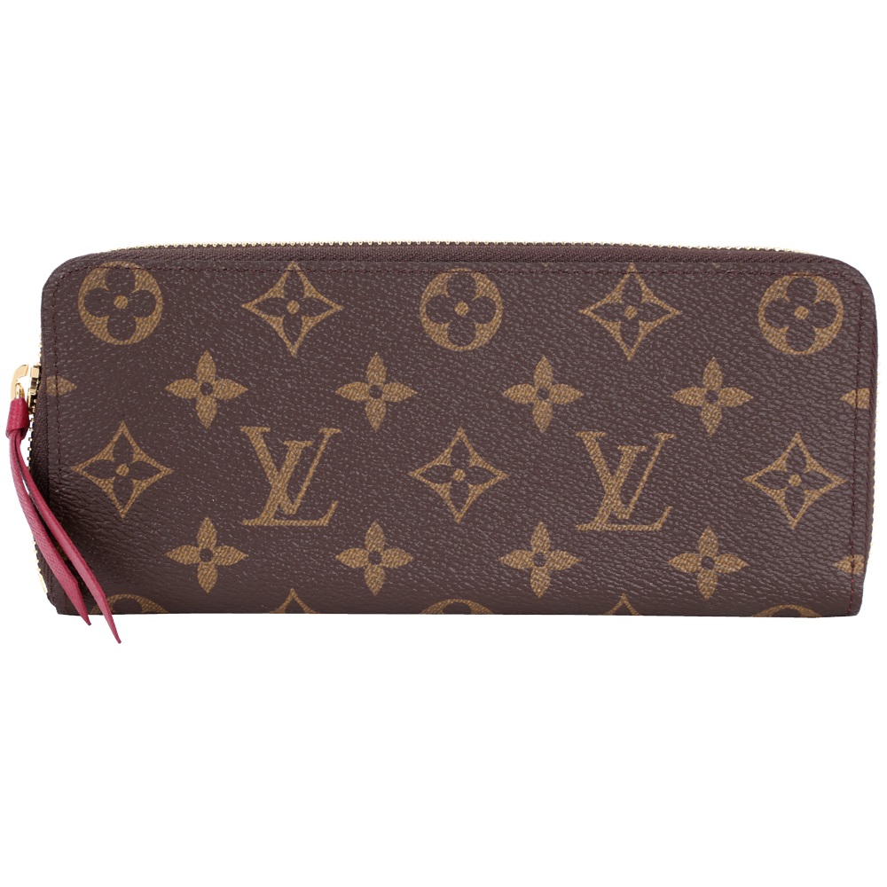 LV M60742 CLEMENCE 經典Monogram拉鍊長夾(咖啡色/內紫紅)