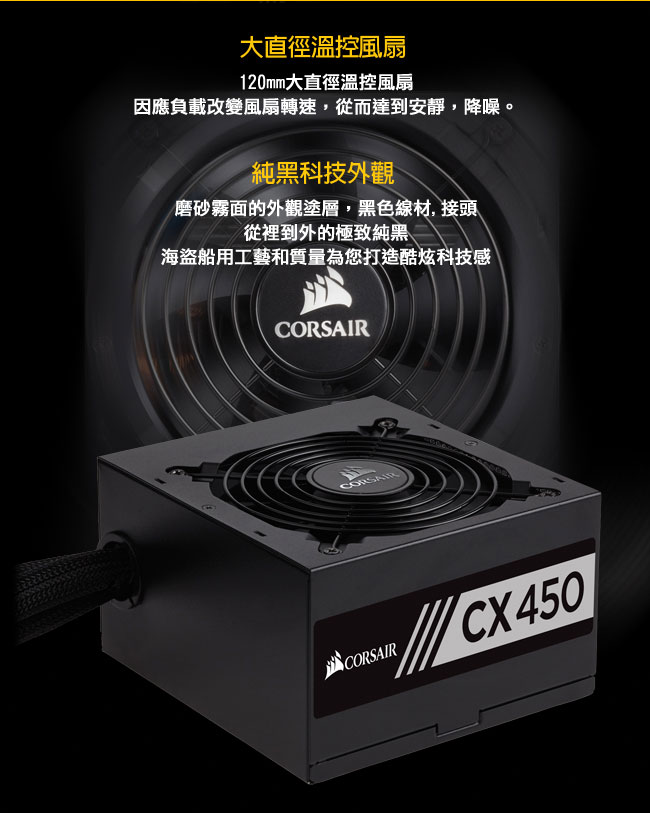 CORSAIR海盜船 CX450 80Plus銅牌 電源供應器