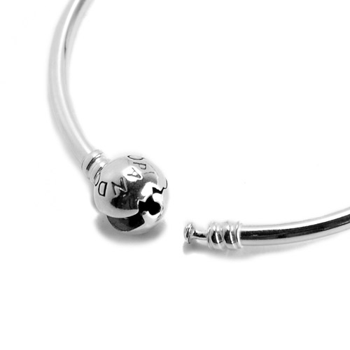 Pandora 潘朵拉 硬環圓珠釦純銀手鍊手環