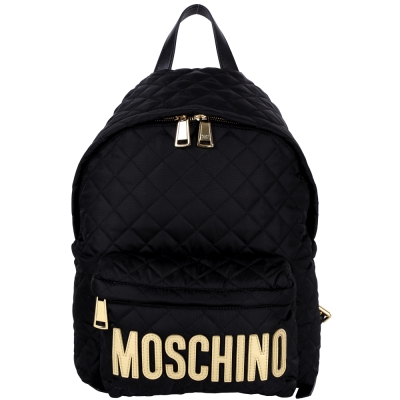 MOSCHINO 菱格車縫尼龍後背包(黑色)