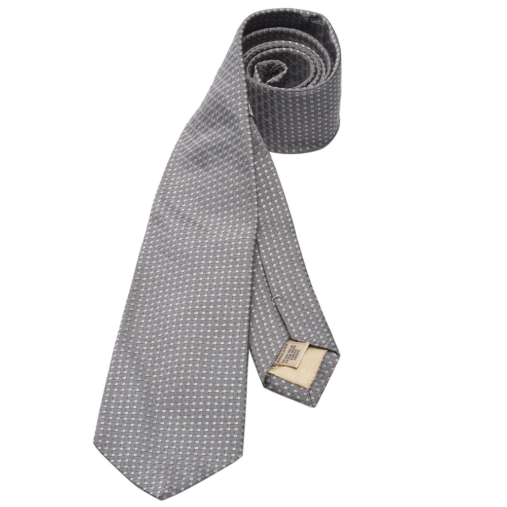 BURBERRY 經典格紋交織絲質領帶(灰)