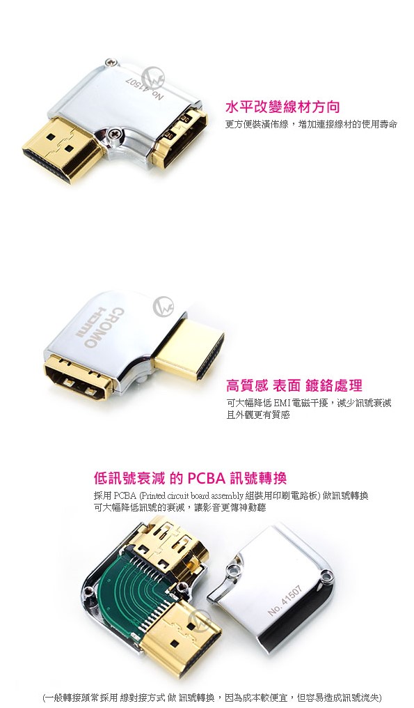 LINDY 林帝HDMI 1.4M 轉向頭(水平向右90度旋轉 A公對A母)