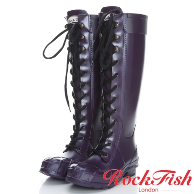 ROCKFISH 中性帥氣風長筒綁帶雨靴 摩登系列 神秘紫