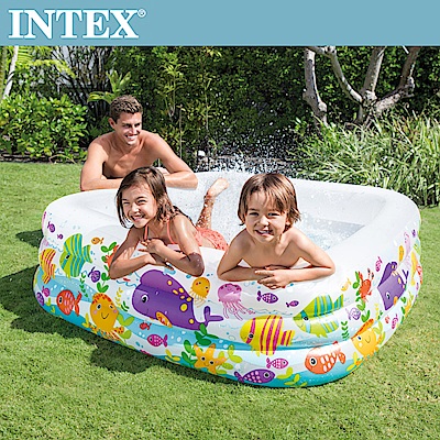 INTEX 海底動物方型戲水泳池159x159x50cm(340L)3歲+(57471N)