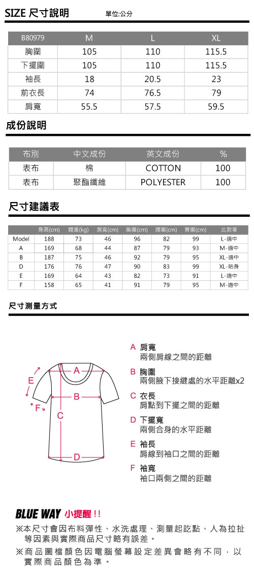 鬼洗 BLUE WAY 潮流鬼洗-假兩件Oversize印花圓領短TEE-黑