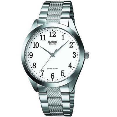 CASIO 富豪金銀時尚指針紳士錶(MTP-1274D-7B)-數字時標/36mm