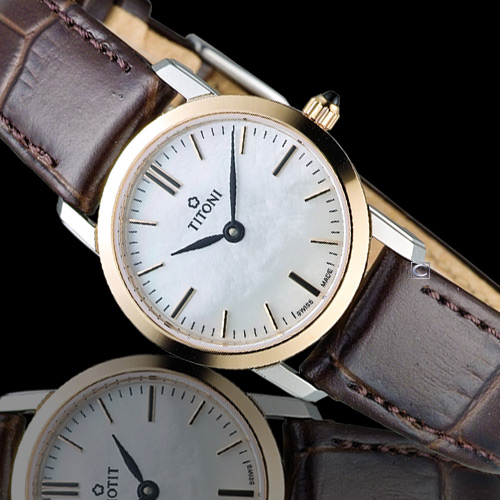 TITONI Slenderline 超薄時尚女用錶-皮/24mm
