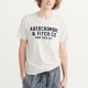 A&F 經典刺繡文字短袖T恤-白灰色 AF Abercrombie product thumbnail 1